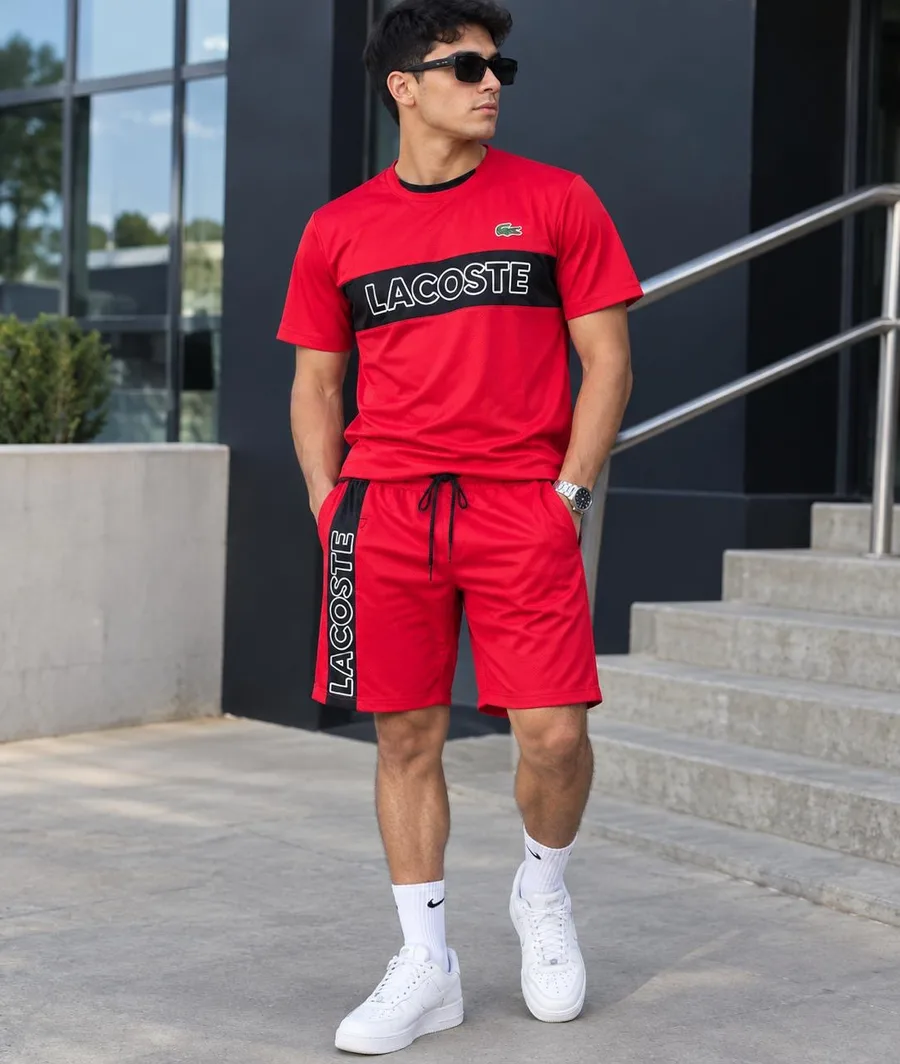 Conjunto Lacoste vermelho